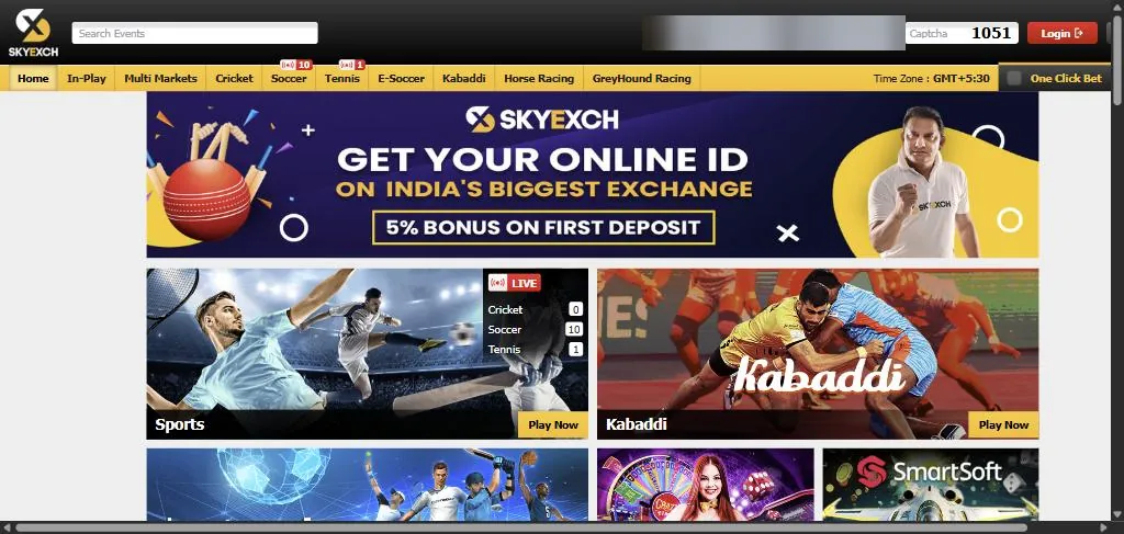 SkyExch9 — home screen of the live demo